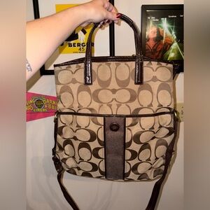 Coach Signature Brown and Cream Tote